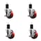 Service Caster 3.5'' Red Poly Swivel 1-3/4'' Expanding Stem Caster Set with Brake, 4PK SCC-EX20S3514-PPUB-RED-TLB-134-4 - alternate 1